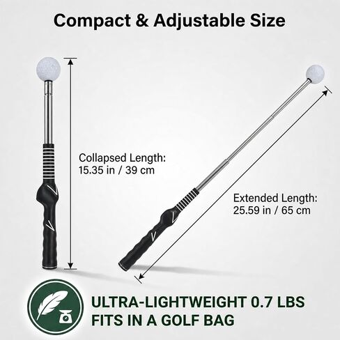Golf Swing Trainer, Golf Grip Training Aid for Right-Handed Golfers, Retractable Swing Practice Tool with Click Feedback & Arm Band, Indoor Outdoor Golf Training in Kuwait