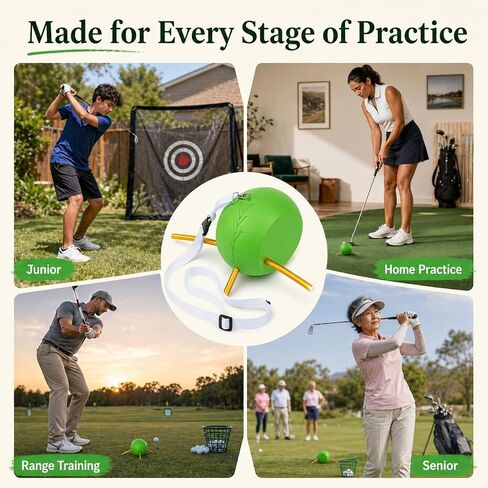 HERZ The Connector Golf Swing Trainer - كرة مساعدة لتدريب الجولف لتوصيل جسم الذراع، مصحح تأرجح إسفنجي مطور لممارسة التدريب في الفناء الخلفي، جميع مستويات المهارة in Kuwait