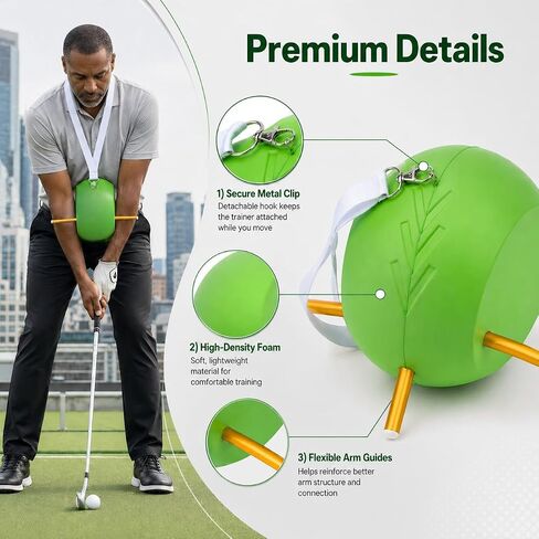 HERZ The Connector Golf Swing Trainer - كرة مساعدة لتدريب الجولف لتوصيل جسم الذراع، مصحح تأرجح إسفنجي مطور لممارسة التدريب في الفناء الخلفي، جميع مستويات المهارة in Kuwait