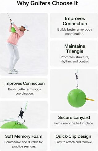 LOFIN Golf Swing Connection Ball with Lanyard – Arm-to-Body Training Aid for Better Tempo, Triangle Structure & Swing Consistency in Kuwait