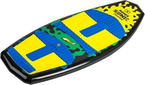 Ronix Kid's Powertail Sonic Wakesurf Board for All Levels | Versatile Stable Surf-Style Board with Extended Tail Surface & Turbo 3000 Fin for Youth Wakesurfing, Yellow/Green Squidhawk, 3'9 in Kuwait