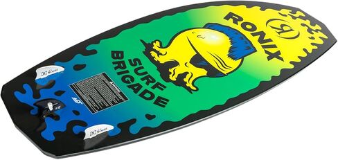 Ronix Kid's Powertail Sonic Wakesurf Board for All Levels | Versatile Stable Surf-Style Board with Extended Tail Surface & Turbo 3000 Fin for Youth Wakesurfing, Yellow/Green Squidhawk, 3'9 in Kuwait