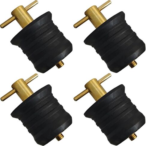 4 Pcs 1.25 Inch Boat Drain Plugs with T Handle, Twist-Turn Seal Design, Sturdy Rubber Plugs for 1-1/4 Inch Drains Locks (Brass) in Kuwait