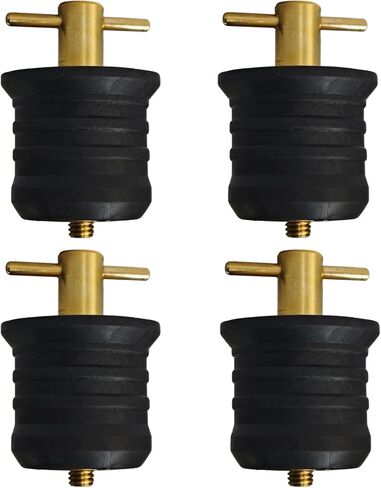 4 Pcs 1.25 Inch Boat Drain Plugs with T Handle, Twist-Turn Seal Design, Sturdy Rubber Plugs for 1-1/4 Inch Drains Locks (Brass) in Kuwait