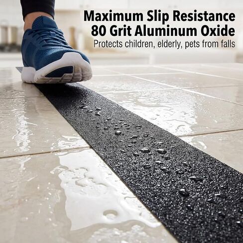 Black Anti Slip Tape 2 Inch x 33 Ft, Heavy Duty Non Skid Grip Tape for Stairs Outdoor Steps Ramps Decks, Waterproof Traction Tape for Indoor Bathroom Kitchen Garage Boat RV Safety in Kuwait
