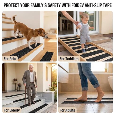 Black Anti Slip Tape 2 Inch x 33 Ft, Heavy Duty Non Skid Grip Tape for Stairs Outdoor Steps Ramps Decks, Waterproof Traction Tape for Indoor Bathroom Kitchen Garage Boat RV Safety in Kuwait