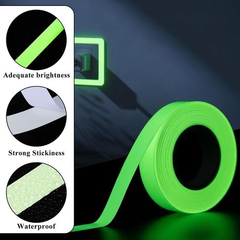 Glow in The Dark Tape High Visibility Glow Tape Fluorescent Luminous Reflective Tapes for Stage Stair Dark Areas Safety Marking, 33 Feet x 0.6 Inch in Kuwait