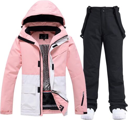 RUMITY Fashion Ski Suit Set for Men and Women's Lovers Ski Suit Set for Warm, Thick, Waterproof, and Cold Resistance(F,L) in Saudi Arabia