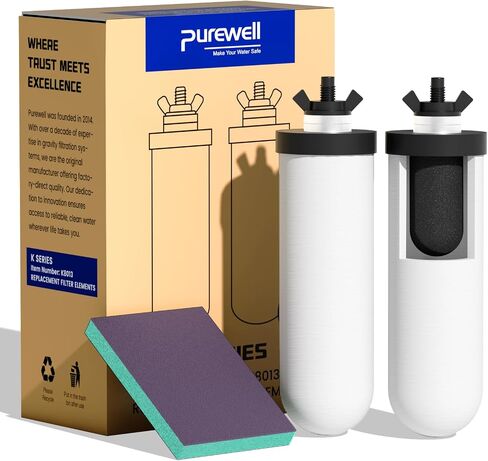 عناصر تنقية سيراميك Purewell PF-4 ثلاثية المراحل، قابلة للغسل وإعادة الاستخدام، معتمدة من NSF/ANSI 42&372، بديل لمرشحات ProOne®، وBerlkey®، وPurewell® وأنظمة تصفية المياه in Kuwait