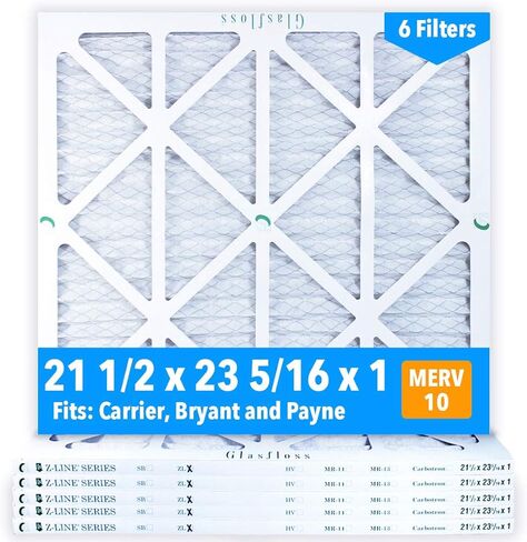مرشحات هواء Glasfloss 21-1/2 x 23-5/16 x 1 (علبة مكونة من 6)، MERV 10، مطوية، صنع في الولايات المتحدة الأمريكية in Kuwait