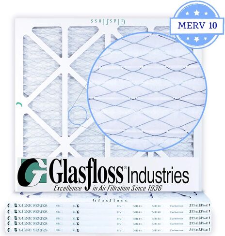 مرشحات هواء Glasfloss 21-1/2 x 23-5/16 x 1 (علبة مكونة من 6)، MERV 10، مطوية، صنع في الولايات المتحدة الأمريكية in Kuwait