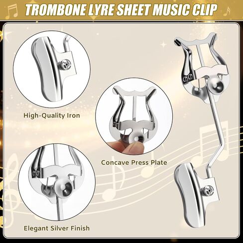 2 Pack Trombone Lyre Sheet Music Clip and Flip Folder with 10 windows and 2 holes Parade Band Sheet Music Stand 7.5 x 6 inches for Parades Practice and Performances in Kuwait