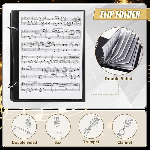 2 Pack Trombone Lyre Sheet Music Clip and Flip Folder with 10 windows and 2 holes Parade Band Sheet Music Stand 7.5 x 6 inches for Parades Practice and Performances in Kuwait