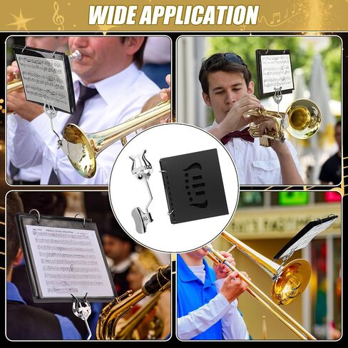 2 Pack Trombone Lyre Sheet Music Clip and Flip Folder with 10 windows and 2 holes Parade Band Sheet Music Stand 7.5 x 6 inches for Parades Practice and Performances in Kuwait