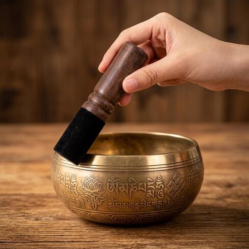 Tibetan Singing Bowl Mallet, Leather Wrapped Meditation Mallet Sound Bowl Stick Handcrafted Wooden Striker for singing sound bowls Meditation, Yoga, Relaxation in Kuwait