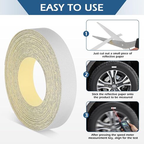 PRETYZOOM Reflective Tachometer Tape Strips for Speed Tester Adhesive High Visibility Reflector Tape for Accurate Speed Measurement Portable Reflective Material Roll in Kuwait