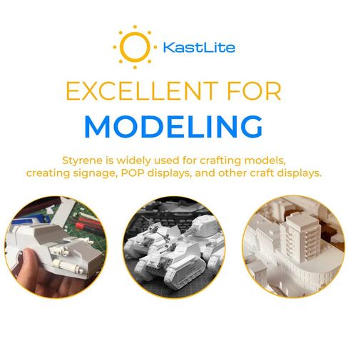 KASTLITE لوح بلاستيكي مرن من البوليسترين الأبيض | أبعاد 36 بوصة × 36 بوصة | ورقة ستايرين سميكة بسمك .040 بوصة | مثالية لمشاريع النمذجة والعروض والحرف اليدوية | ورقة بلاستيكية متينة | عبوتان in Kuwait