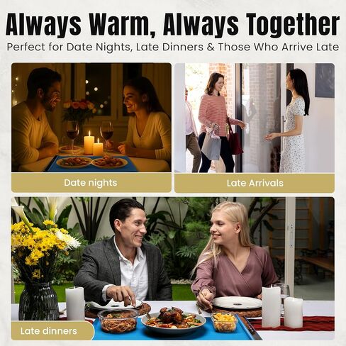 Food Warming Mat for Countertop – 26"x15" Electric Warming Mat for Food with 3 Heat Levels, Smart 4 Hours Auto Shut-Off, Compact Anti-Slip Silicone Roll-Up Warming Tray for Parties & Gatherings– Blue in Kuwait