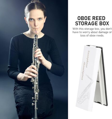 Portable Oboe Reed Carrying Case White Cover Black Base Compact Oboe Reed Storage Holder Woodwind Instrument Accessory for Musicians in Saudi Arabia