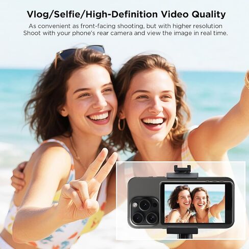 شاشة مراقبة سيلفي Vlog، شاشة كاميرا خلفية مغناطيسية 5 بوصة لهاتف iPhone مع جهاز تحكم عن بعد بلوتوث 4K 60 إطارًا في الثانية، شاشة خارجية محمولة لاسلكية للبث المباشر TikTok، متوافقة مع iPhone وAndroid in Kuwait