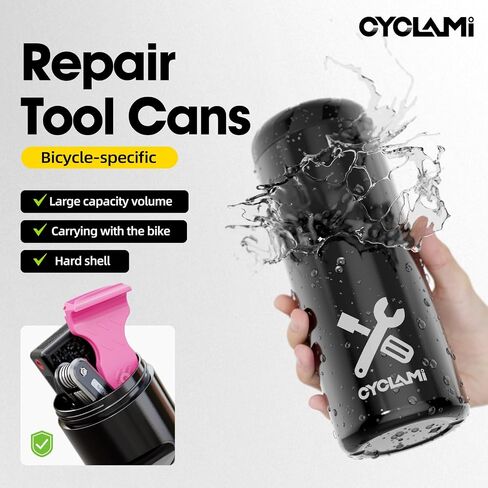 Bike Water Bottle Storage, Bicycle Cage Storage, Hard Shell & Waterproof Bag for Emergency Maintenance, Large Capacity Volume with Wide Mouth, 7.7*2.9*2.9inch (For Water Bottle Cage) in Kuwait