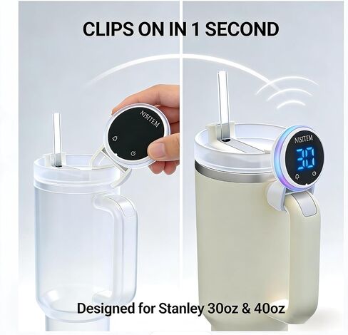Drink Water Reminder for Stanley Cup 2.0 30oz 40oz – Water Bottle Reminder to Drink, Hydration Tracker Timer Clip, Smart Water Reminder Device, LED Beep Alert, USB-C Stanley Accessory in Kuwait