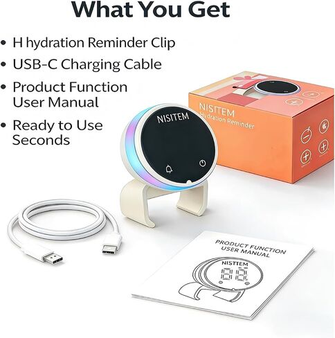 Drink Water Reminder for Stanley Cup 2.0 30oz 40oz – Water Bottle Reminder to Drink, Hydration Tracker Timer Clip, Smart Water Reminder Device, LED Beep Alert, USB-C Stanley Accessory in Kuwait