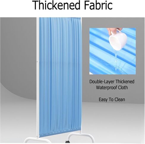Mobile Medical Privacy Screen Room Partition, Ward/Beauty Salon/Health Center Standing Door Partition, 180 Cm High Foldable Iron Frame, Blue Nylon Silk Fabric(Color:Pink, in Kuwait
