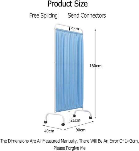 Mobile Medical Privacy Screen Room Partition, Ward/Beauty Salon/Health Center Standing Door Partition, 180 Cm High Foldable Iron Frame, Blue Nylon Silk Fabric(Color:Pink, in Kuwait