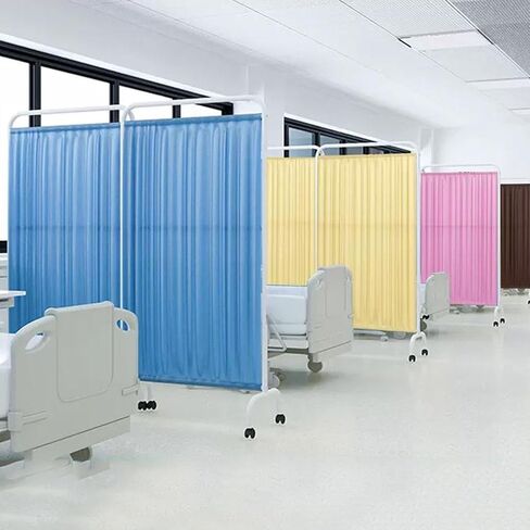 Mobile Medical Privacy Screen Room Partition, Ward/Beauty Salon/Health Center Standing Door Partition, 180 Cm High Foldable Iron Frame, Blue Nylon Silk Fabric(Color:Pink, in Kuwait