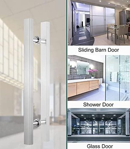 Door Pull Handle Barn Door Handle for Sliding Door, Modern Square H Shape Push Pull Door Handle (Back to Back Install), Commercial Hotel Hall Office Glass Door Handle er 120cm/47in (Sliver in Saudi Arabia