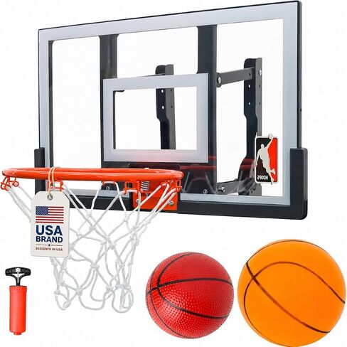 Mini Basketball Hoop Indoor 25 Inch, Adjustable-Height Wall Mounted Hoop, Silent Basketball Backboard&Rim, Indoor Wall Basketball Hoop Shatter-Proof, Mini Hoop 2 Ball in Saudi Arabia