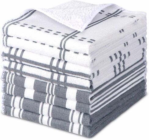 مناشف المطبخ من آيديا، قطعة قماش ماصة للمطبخ، مناشف أطباق ناعمة للمنزل، أقمشة متعددة الأغراض للتنظيف والتجفيف المنزلي - 8 قطع، 30.48 سم × 30.48 سم in Kuwait
