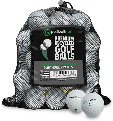كرات جولف مُعاد تدويرها لمزيج Taylormade - كرات جولف مستعملة بحالة جيدة - تتضمن حقيبة شبكية - (24-48) عبوة، بيضاء in Kuwait