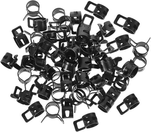 100pcs Spring Band Hose Clamps Black Manganese Steel Circular Fastening Clamps for Silicone Hoses and Pipes with Quick Release Protection Suitable for Industrial and Automotive Use in Kuwait