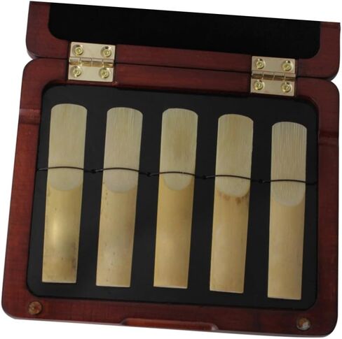 Ciieeo 5pcs Oboe Reed Case with Hygrometer, Saxophone and Oboe Reed Storage Holder Box Amber Color for Wind Instrument Accessories in Kuwait