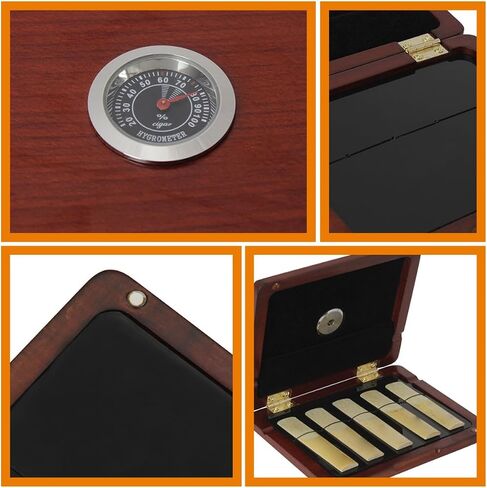 Healifty 5pcs Oboe Reed Storage Box with Built-in Hygrometer Amber Plastic Reed Organizer Case for Wind Instrument Accessories Protection and Carrying in Saudi Arabia