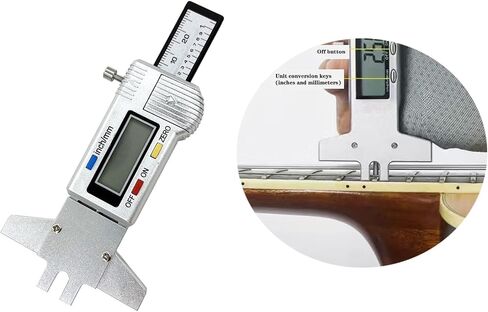 Jiayouy Guitar Digital Display Fret Gauge Tool Metal Guitar Fret Height Accurately Measuring Maintenance Tool Accessories in Kuwait