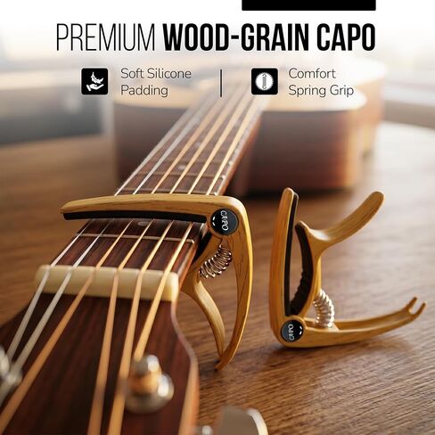 Acoustic Guitar Accessories Kit – Complete Starter Bundle with USB Rechargeable Tuner, Capo, Denim Strap, Strings, Picks, Winder & Humidifier | Guitar Gift for Beginners | Drifter Supply Co. in Kuwait