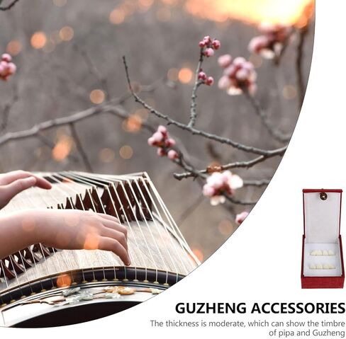 مجموعة أظافر وهمية من YARNOW Guzheng للبالغين، مقاس صغير من مادة شحم الأغنام البيضاء، 8 قطع أصابع واقية مع صندوق تخزين لأداء Guzheng وحماية الأصابع in Kuwait
