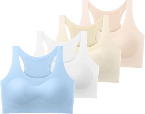 حمالة صدر للتدريب من Herepai Teen Gril's Racerback حمالات صدر رياضية بدون خياطة 10-16 | حمالات صدر مبطنة قابلة للإزالة، صدرية رياضية كامي خالية من الأسلاك in Kuwait