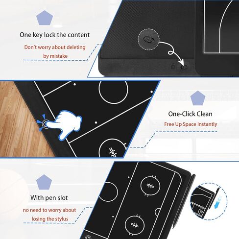 Electronic Hockey Coaching Boards – 16 inch LCD Hockey Coaching Board, Portable Erasable Pro Strategy Board for Training Teaching Competition Command,Tactical Drawing Tablet Coach Gifts - Black in Kuwait
