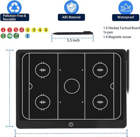 Electronic Hockey Coaching Boards – 16 inch LCD Hockey Coaching Board, Portable Erasable Pro Strategy Board for Training Teaching Competition Command,Tactical Drawing Tablet Coach Gifts - Black in Kuwait
