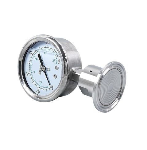 1 قطعة مشبك صحي من الفولاذ المقاوم للصدأ 50.5 مقياس ضغط الفيلم المسطح-0.1 ~ 100MPa نطاق الضغط للأغذية والحليب (0-0.16Mpa) in Kuwait