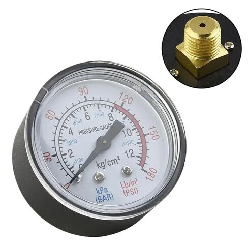 1/4 "خيط 0-180PSI 0-12Bar دقيق لقياس ضغط الهواء 1/4 خيط 50 مللي متر مقياس الضغط لضاغط الهواء in Kuwait