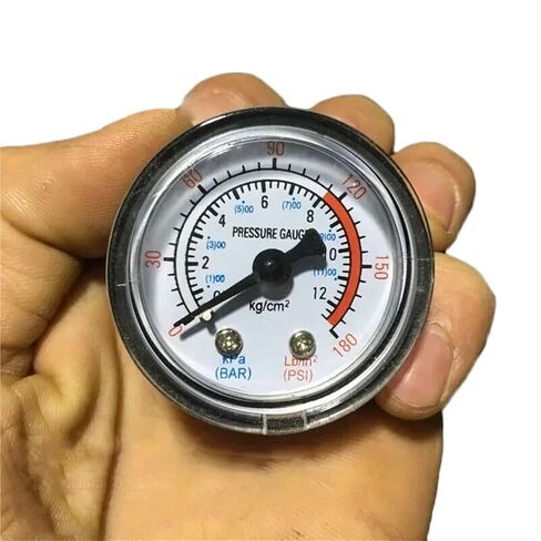 1/4 "خيط 0-180PSI 0-12Bar دقيق لقياس ضغط الهواء 1/4 خيط 50 مللي متر مقياس الضغط لضاغط الهواء in Kuwait