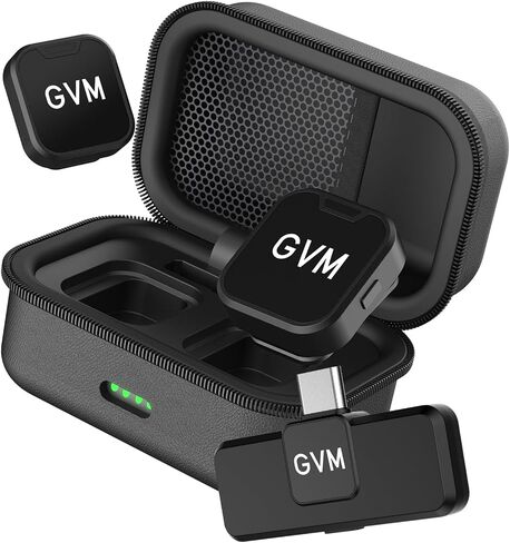 ميكروفون لاسلكي GVM CM2، ميكروفون بمشبك USB-C لهاتف iPhone 15/16/17 وAndroid، ميكروفون صغير مع خاصية إلغاء الضوضاء وحقيبة شحن لإنشاء المحتوى ومدونات الفيديو والبودكاست والبث in Kuwait