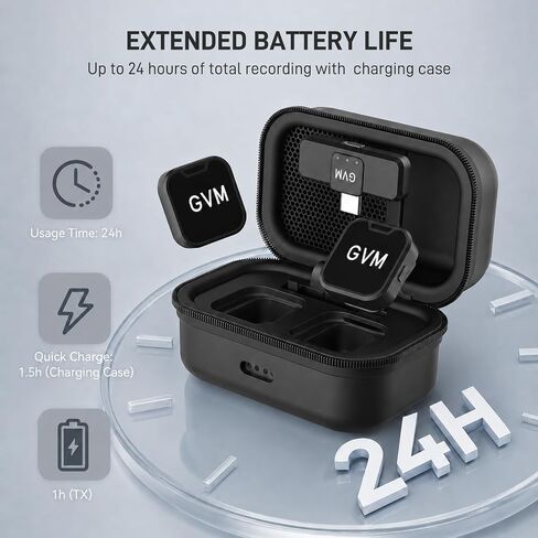ميكروفون لاسلكي GVM CM2، ميكروفون بمشبك USB-C لهاتف iPhone 15/16/17 وAndroid، ميكروفون صغير مع خاصية إلغاء الضوضاء وحقيبة شحن لإنشاء المحتوى ومدونات الفيديو والبودكاست والبث in Kuwait