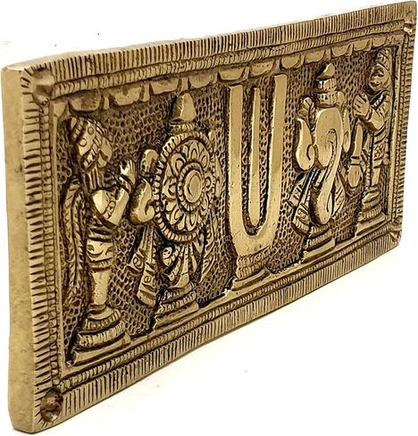 Two Moustaches Brass Shankh Chakra Namah with Hanuman and Garuda Wall Hanging, Antique White, Standard, Pack Of 1 in Kuwait