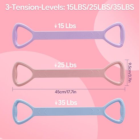 Figure 8 Resistance Bands Set : for Arms, 3 Pack | Non-Slip Handles, For Women, Back & Shoulder, Portable Home Gym Equipment, For Yoga, Pilates & Physical Therapy in Kuwait